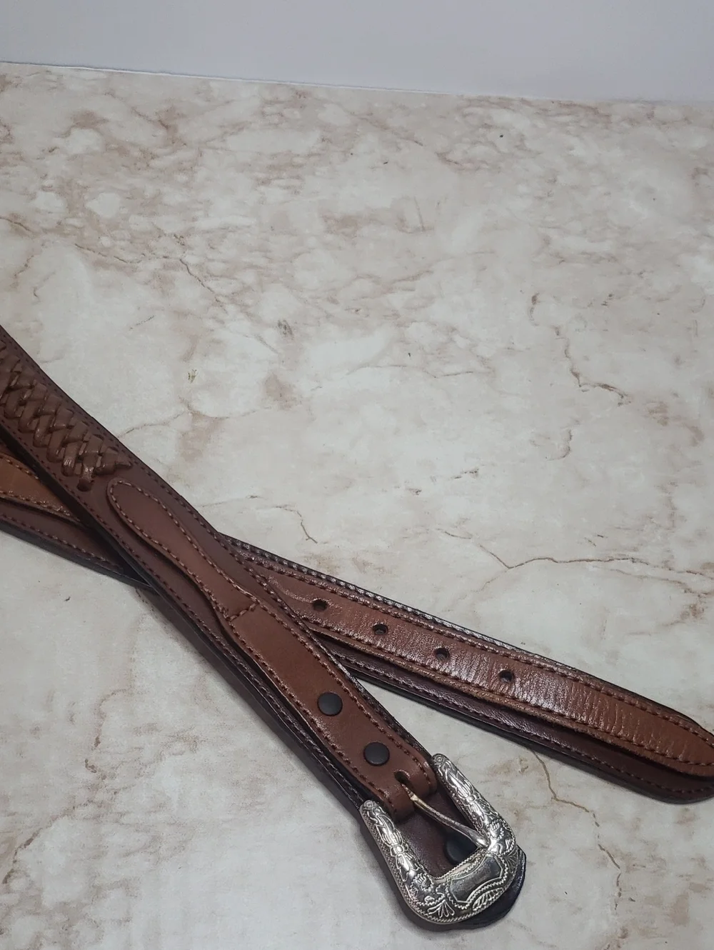 Twenty X By Wrangler Brown Leather Men’s Belt with Woven Detail Size 32